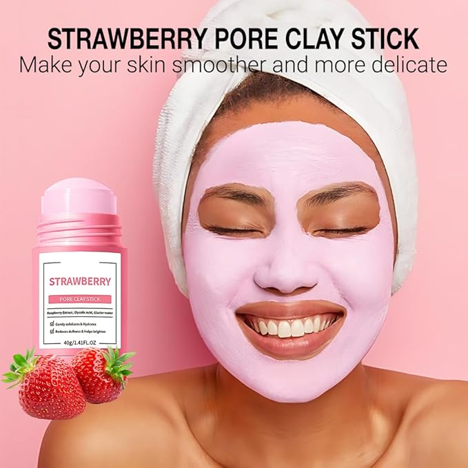 2Pcs Clay Mask For Face, Blackhead Remover For Face, Deep Pore Cleansing, Moisturizing, Skincare Facial Mask for Refining Pores and Controlling Oil (A01#2Pcs Strawberry)