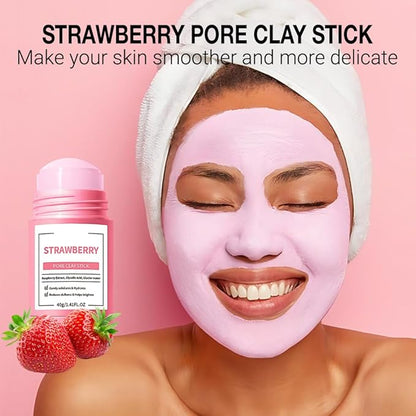 2Pcs Clay Mask For Face, Blackhead Remover For Face, Deep Pore Cleansing, Moisturizing, Skincare Facial Mask for Refining Pores and Controlling Oil (A01#2Pcs Strawberry)