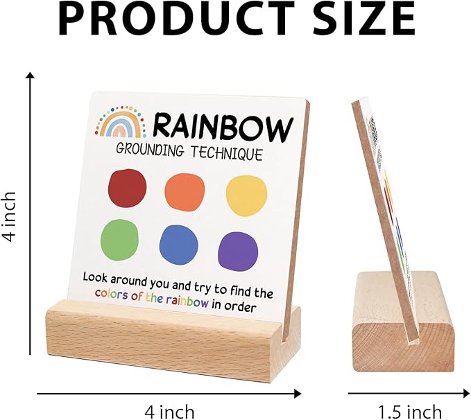 Mental Health Inspirational Gift, Colorful Positive Affirmations Wood Sign with Wooden Stand, Colorful Mental Health Wood Sign, Cheer Up Gifts for Psychologist School Counselor Student Boy Girl