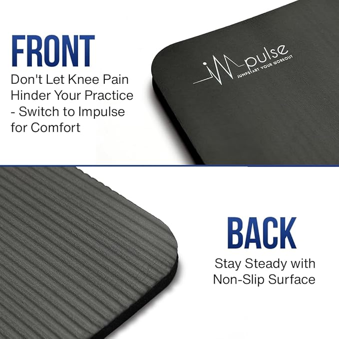 Impulse Yoga Knee Pads Cushion, Thick 1" (25mm) Workout Mat Provides Cushion for Kneeling & Elbows, Non-Slip & Portable Exercise Knee Pad for Yoga, Elbow, Wrist Pain, Planks, Pushups & Floor Exercises
