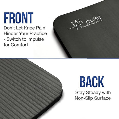 Impulse Yoga Knee Pads Cushion, Thick 1" (25mm) Workout Mat Provides Cushion for Kneeling & Elbows, Non-Slip & Portable Exercise Knee Pad for Yoga, Elbow, Wrist Pain, Planks, Pushups & Floor Exercises