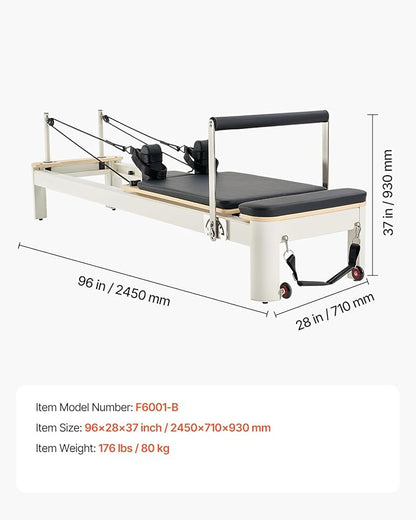 VEVOR Pilates Reformer Machine, Pilates Workout Equipment for Home Gym Studio Use, Pilates Bed with Dual Resistance- Spring & Cord, Reformer Set, Up to 400 LBS