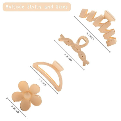 8PCS Hair Clips for Women, Flower Claw Clips for Thick Hair, Non-Slip Hair Accessories with Multi-Styles, Neutral Colors Hair Claw Clips and Variety Pack, Ideal for Girls