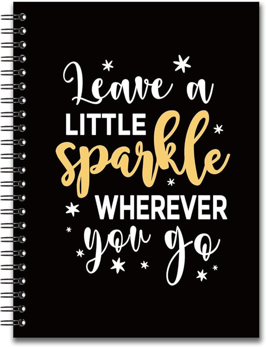 YAZMEEN Inspirational Blank Spiral Notebook（160 Pages） Leave A Little Sparkle Wherever You Go Hardcover Sketchbook Coworker Appreciation Gifts Funny Notebook Birthday Gifts for Colleague Best Friend