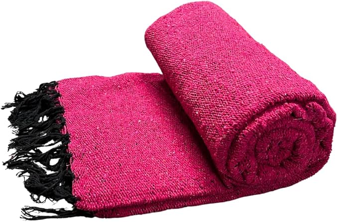 Open Road Goods Solid Color Mexican Yoga Blanket – Large Handwoven Throw for Yoga, Beach, Camping or Home – Soft and Durable Cotton Blend