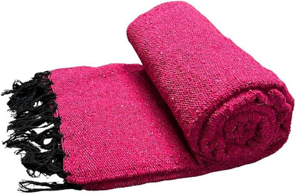 Open Road Goods Solid Color Mexican Yoga Blanket – Large Handwoven Throw for Yoga, Beach, Camping or Home – Soft and Durable Cotton Blend