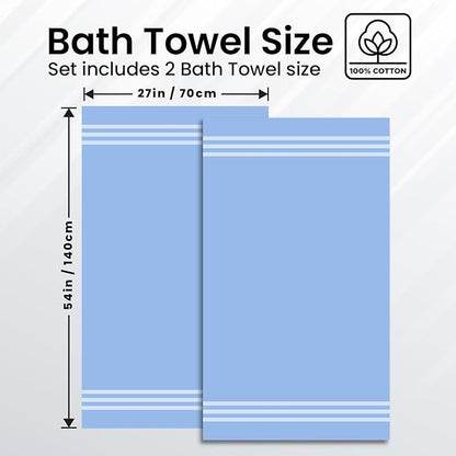 Infinitee Xclusives 100% Cotton Luxury Bath Towels Set of 2 (27x54 Inches) (Eloquent Blue, Bath Towels - Pack 2)
