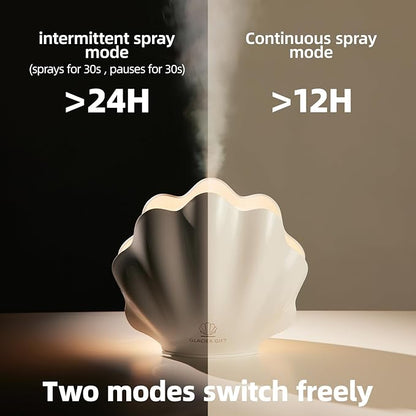 Essential Oil Diffuser 260ML, Shell Aroma Diffuser with Remote Control Humidifier with 7 Colors LED Night Light for Bedroom Home Relaxation (White)