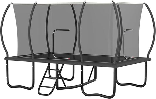 8×14FT Rectangle Tranpoline 1500LBS Heavy Duty Outdoor Tranpoline w Enclosure for Adults & Kids, ASTM Approved Gymnastics Tranpoline, No-Gap Design, Safe Family Backyard Bouncing Fun