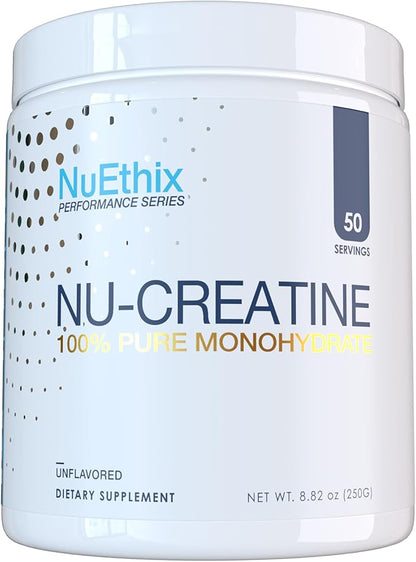 Nu-Creatine Pure Monohydrate to Support Muscle Growth & Recovery - Supports Cognitive Function - Maximize Your Performance and Workout - 5g per Serving - 50 Servings