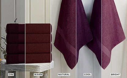 Utopia Towels 6 Pack Medium Bath Towel Set, 24 by 48 Inches, 500 GSM 100% Ring Spun Cotton, Lightweight and Highly Absorbent Quick Drying Premium Towels for Hotel, Spa and Bathroom, Burgundy
