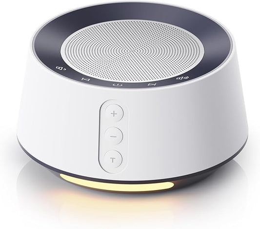 BGOVERSS White Noise Sound Machine with 20 Soothing Sounds, 10 Colors Night Light Sleep Machines Home Office Travel, 5 Timers and Memory Feature Sound Machine for Nursery Baby Kids Adults (White)