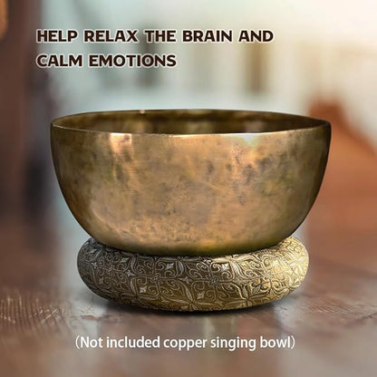 Singing Bowl Cushion for Tibetan Singing Bowls, Handmade Silk Brocade Round Cushion Pillow for Sound Healing and Crystal Sound Bowls Accessories(Brown,6.7 Inch)