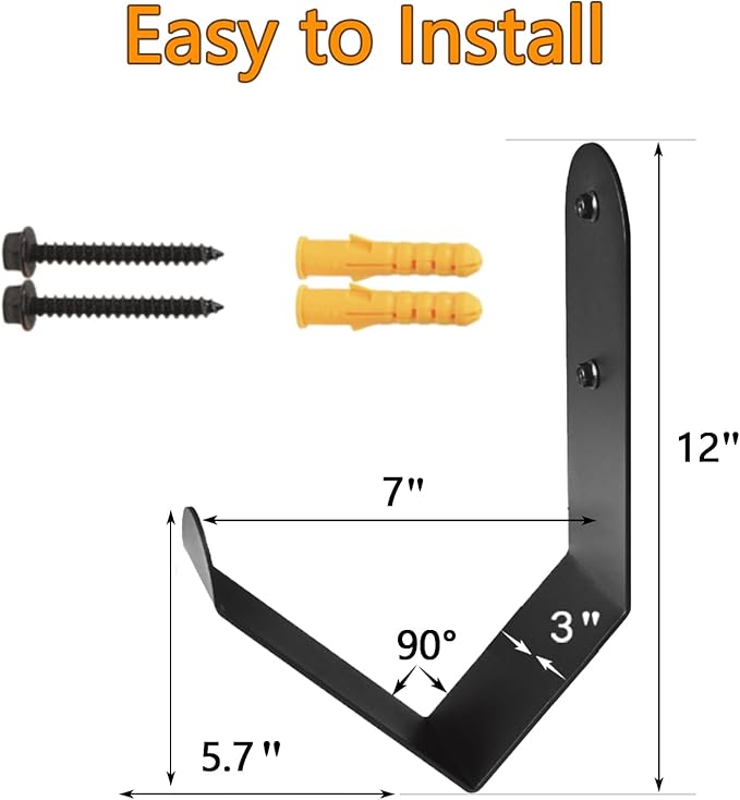 Exercise Rope Storage Hook, Battle Rope Storage Hanger Wall Mount Rope Storage Rack for Exercise Rope Battle Rope in Home Gym or Commercial Gym, Black