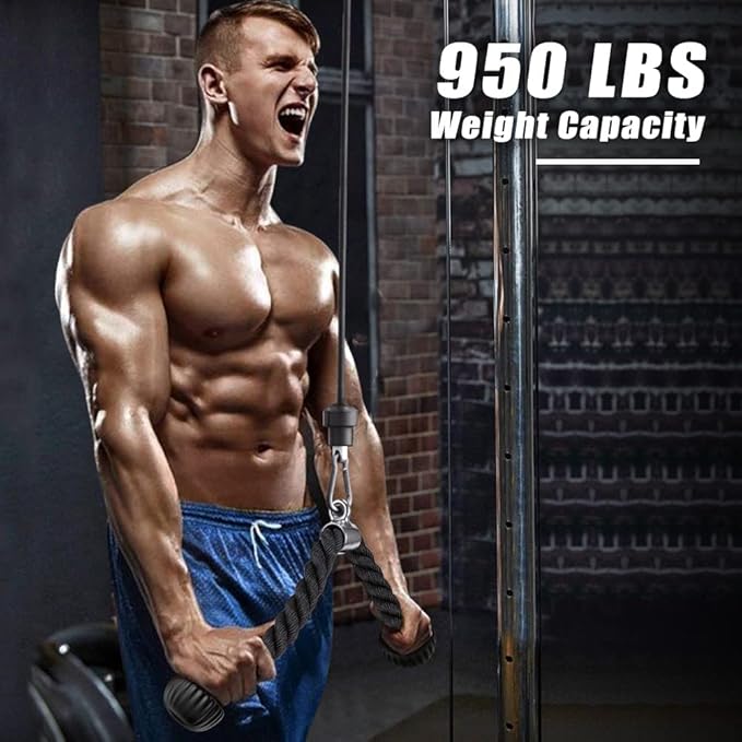 SELEWARE Tricep Rope Cable Machines Attachments for Gym, Heavy Duty Universal Tricep Pull Down Rope with Soft Rubber Ends for Home Gym Workout Biceps Back Shoulders