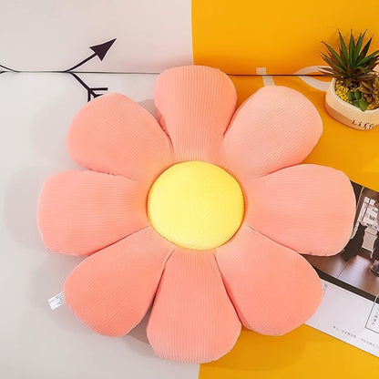 Flower Shaped Throw Pillow - Soft Seating Cushion for Bedroom, Sofa, Bed, Reading - Floor Plush Room Decor (15 inch, Pink)