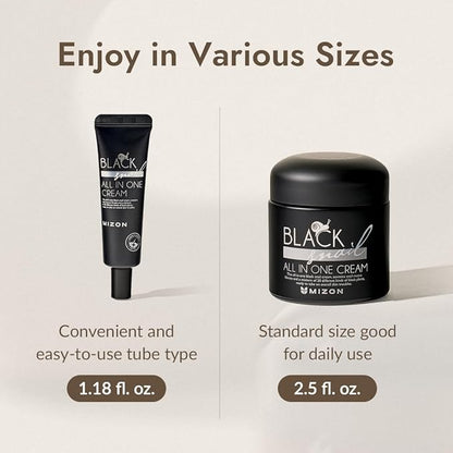 MIZON Black Snail All In One Cream Intensive Korean Skin Care Facial Moisturizing Snail Mucin Extract (2.54 fl oz)