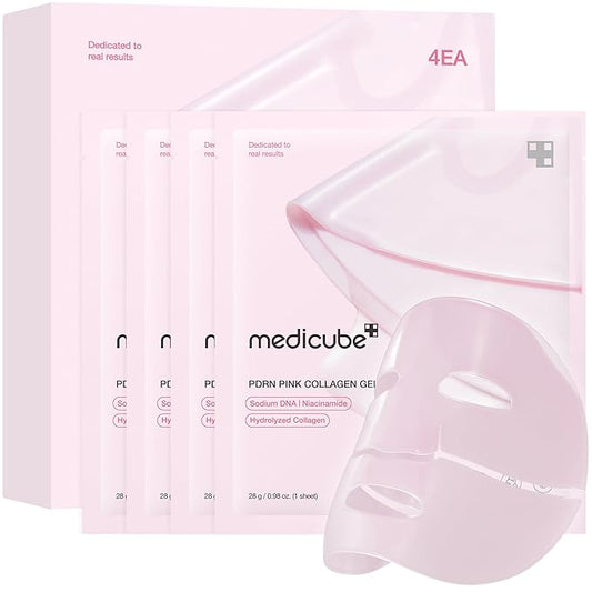 medicube Salmon DNA PDRN pink collagen jelly gel mask | overnight face mask for glass glow skin- elasticity, hydrating, firming and moisturizing | korean skincare, 28g, 4ea