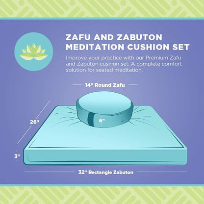 Meditation Cushion Mat Set HEMP - Round Zafu Floor Pillow Organic Buckwheat Pillow + Cotton Filled Zabuton Prayer Pad - Meditation Pillow Yoga Knee Pad - Made in USA - 14" Round, CRANBERRY Hemp