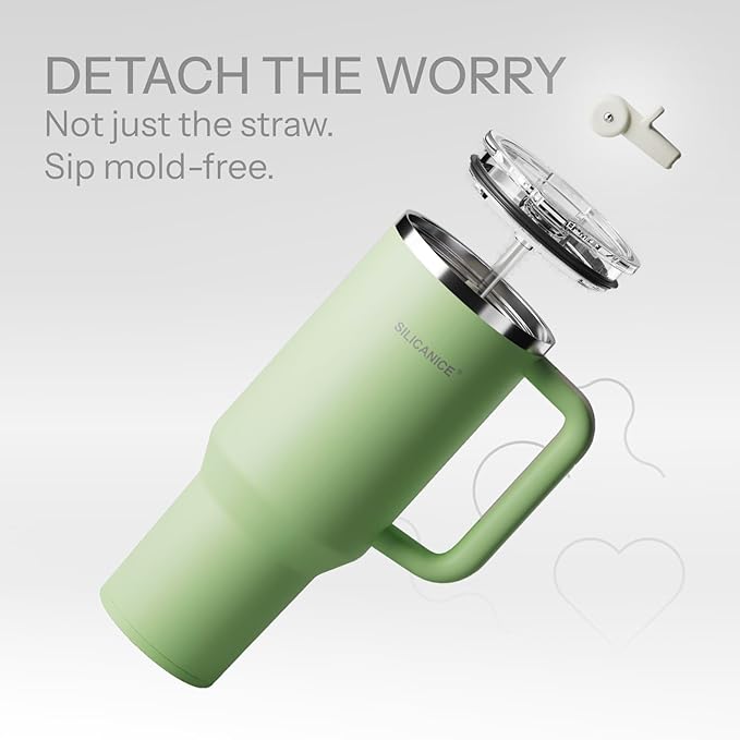 Easy Clean Pro Tumbler - 40 oz Water Bottle with Handle Quick-Disassemble Flip Straw, Leakproof Insulated Stainless Steel, Dishwasher Safe, BPA-Free Gifts for Women & Men