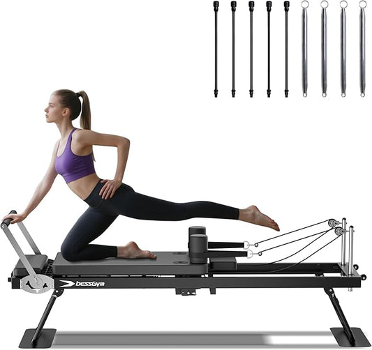 Pilates Reformer,Foldable Pilates Machine, Equipment for Home Use and Gym Workout, Fit for Advanced and Beginners and for Home,Up to 265 lbs Weight Capacity