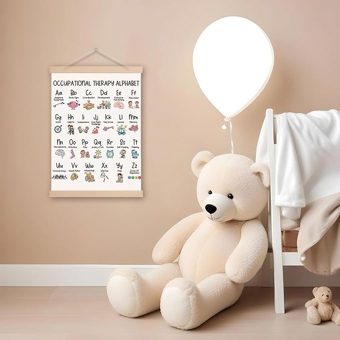 DNEULYR Occupational Therapy Alphabet Educational Wall Art Poster, Occupational Therapy ABC OTA Learning Poster for Kids Room Classroom Therapy Office Mental Health Office Decor, 12x16 Inches
