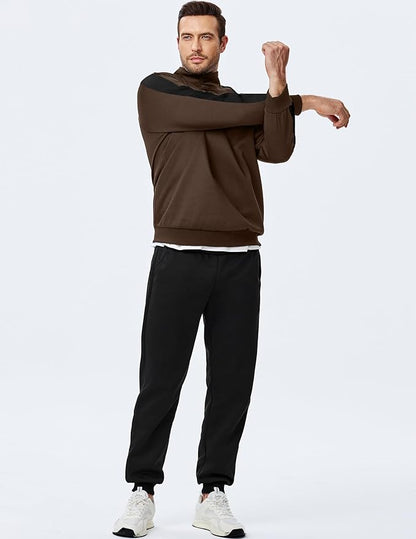 JMIERR Men's 2 Piece Casual Outfits Quarter Button Lightweight Sweatshirt Tracksuit & Joggers Sweatpants Sweatsuit Set