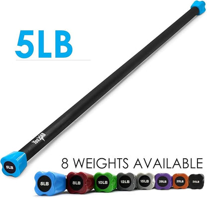 Yes4All Total Body Workout Weighted Bar, Resistance Band Bar, Racks for Strength Training, Exercise Bar for Yoga in Home and Gym - Single/Combo