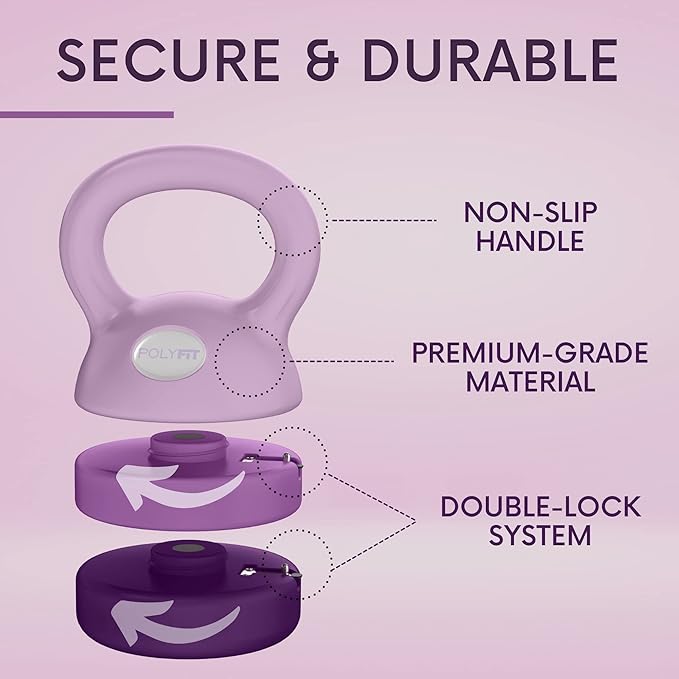 Polyfit Adjustable Kettlebell | 5 lb - 12 lb | Kettlebells Weights Set for Home Gym | Kettle Bell Sets for Women at Home