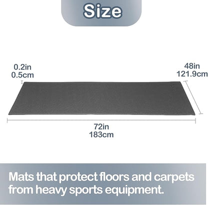 Treadmill Mat for Exercise Equipment – 72" x 48" Rubber Floor Protector Mat for Home Gym, Bike, Rowing Machine – Anti-Slip PVC, Easy to Clean, Workout or Garage Gym Flooring
