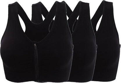 Women's Zipper Front Closure Sports Bra Racerback Yoga Bras