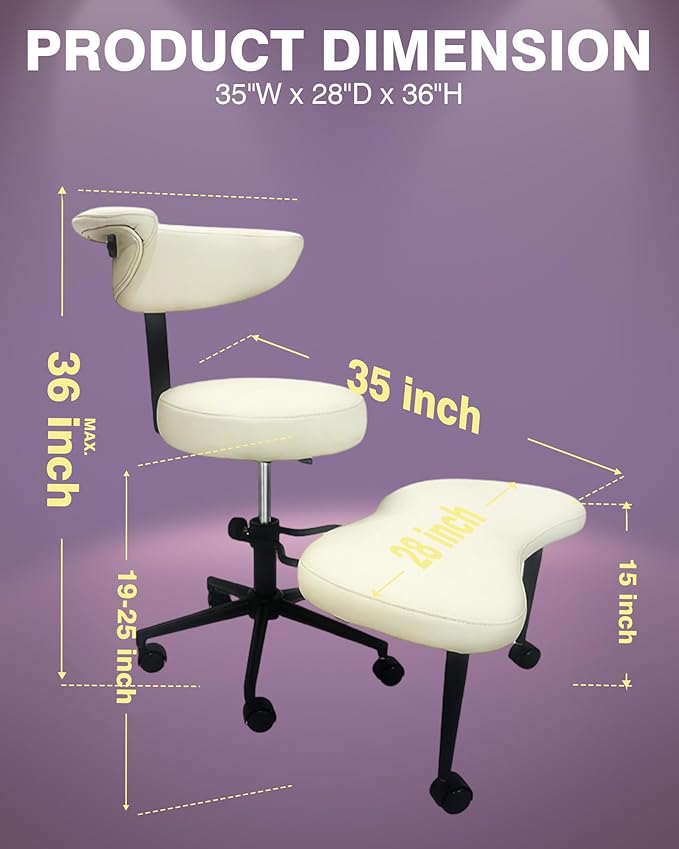 PYY Cross Legged Office Chair - with Wrap-Around Armrest, 300lbs Load Capacity Meditation Chair with Wheels for Adults, Adjustable Height Yoga Chair, Ergonomic Chair for Home and Office