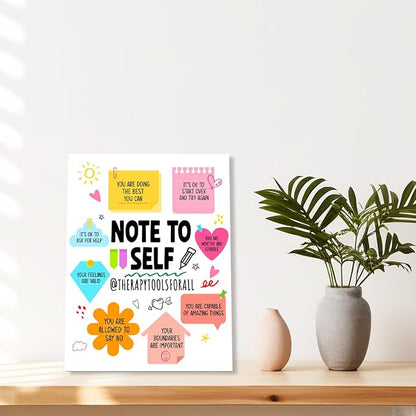 YEOION Note to Self Wall Decor,Mental Health Wall Art Canvas Frame Print for Mental Health Therapy Office School Counselor Calming Corner Wall Decor