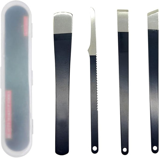 4 Pcs Pedicure Knife Set, Stainless Steel Foot File Rasp Dead Skin Corn Foot Callus Remover Kit Ingrown Toenail Knife Tools Foot Scraper Knife for Dead Skin (Black)