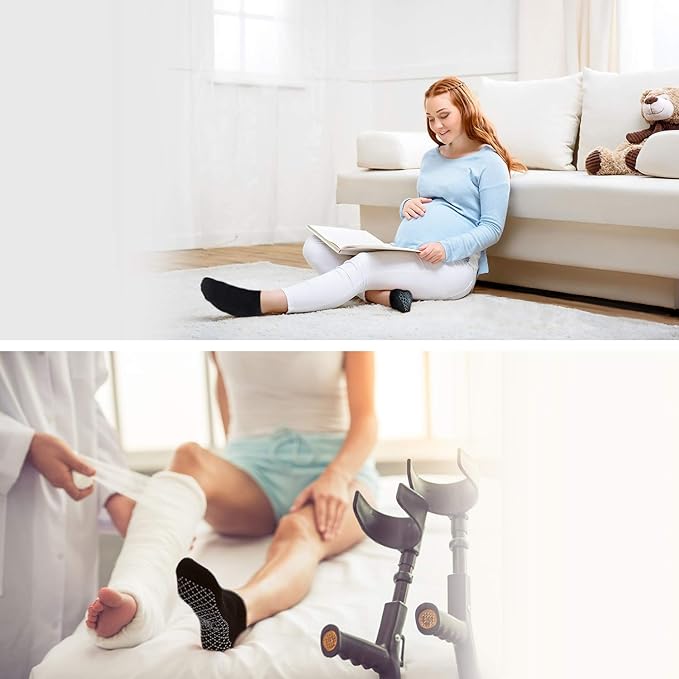 unenow Unisex Non Slip Grip Socks with Cushion for Yoga Pilates Barre Home & Hospital