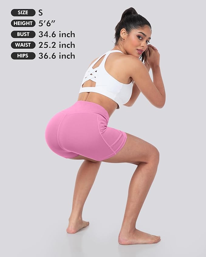 LZYVOO Biker Spandex Shorts Women, High Waisted Tummy Control Workout Yoga Shorts with Pockets