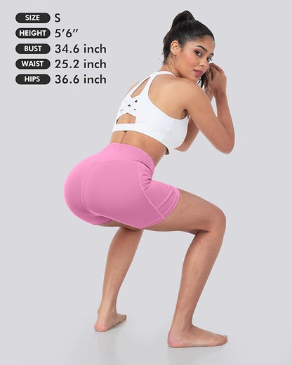 LZYVOO Biker Spandex Shorts Women, High Waisted Tummy Control Workout Yoga Shorts with Pockets