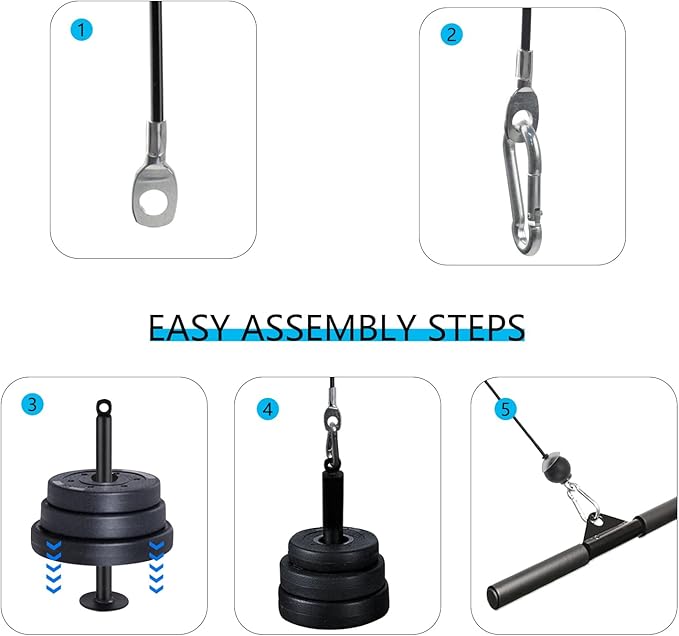 LFJ Replacement Gym Cable with Stopper Ball Fitness Pulley Cable Steel Wire Rope for Cable Machine Home Gym Weight Lift Pulley System