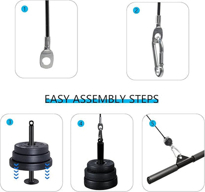 LFJ Replacement Gym Cable with Stopper Ball Fitness Pulley Cable Steel Wire Rope for Cable Machine Home Gym Weight Lift Pulley System