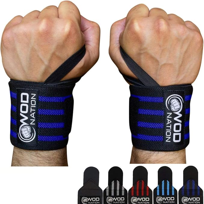 WOD Nation Wrist Wraps for Weightlifting & Strength Training – Professional Gym Straps w/Thumb Loop for Men & Women