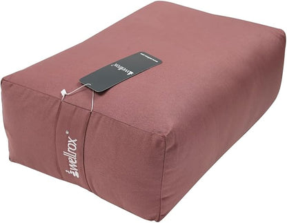 WELLROX Rectangular Yoga Bolster Pillow, 18" x 12" x 6", Pink Cotton