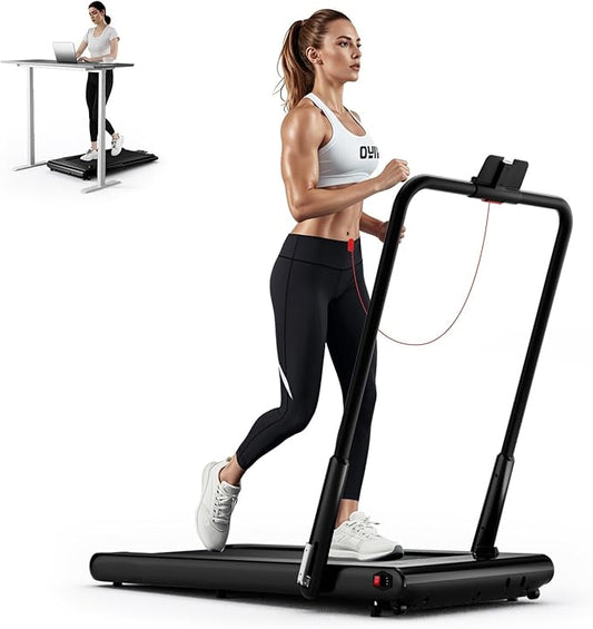 GYMAX Walking Pad Treadmill, 3HP Under Desk Treadmills with 340LBS Capacity, LED Display, Remote & APP Control, 3 in 1 Portable Compact Running Jogging Machine for Home Office Gym Exercise