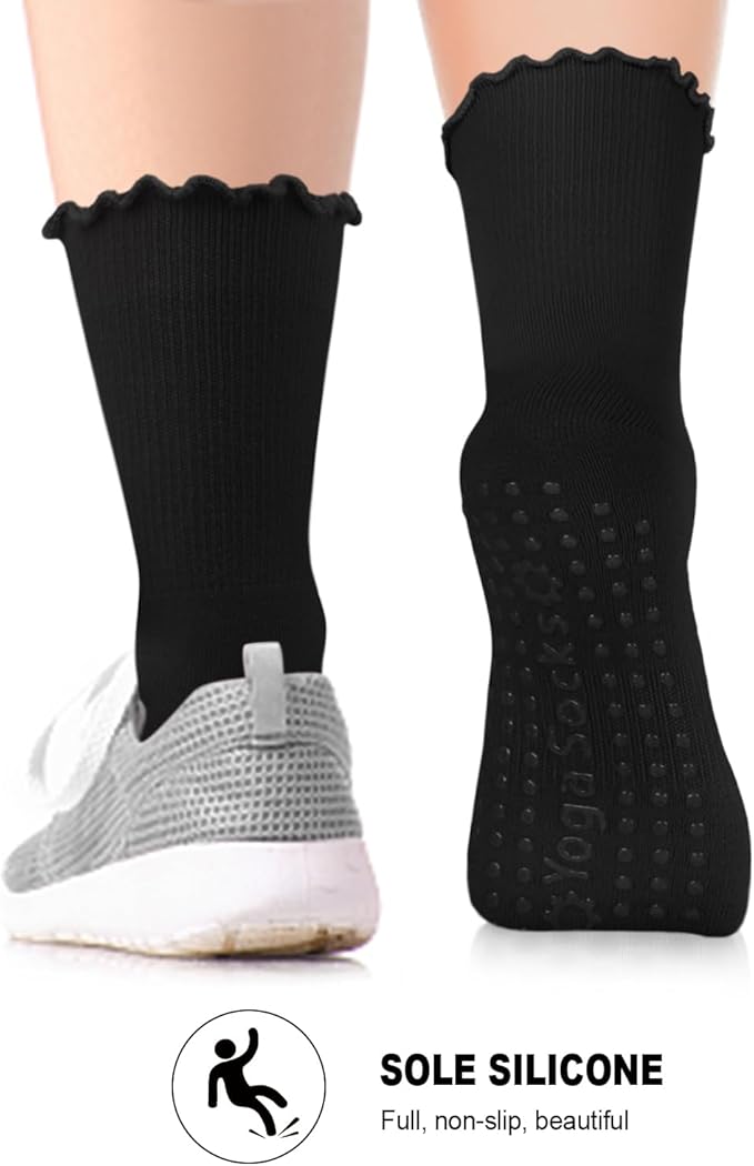3/6 Pairs Grip Pilates Socks for Women, Non-slip Yoga Athletic Socks for Barre Ballet Barefoot Workout Hospital