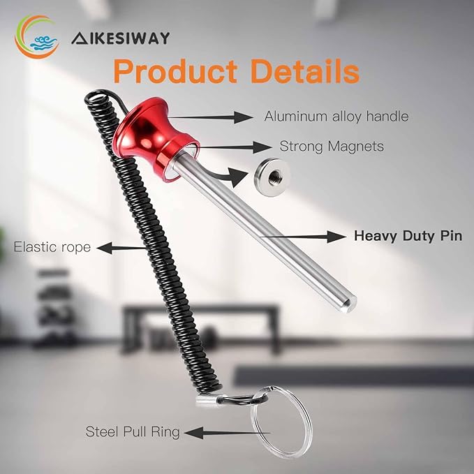Universal Magnetic Weight Stack Pin with Pull Rope - Heavy Duty Gym Pin for Weight Stack Machines | Commercial & Home Gym Accessories | Replacement Weight Pins for Strength Training Equipment