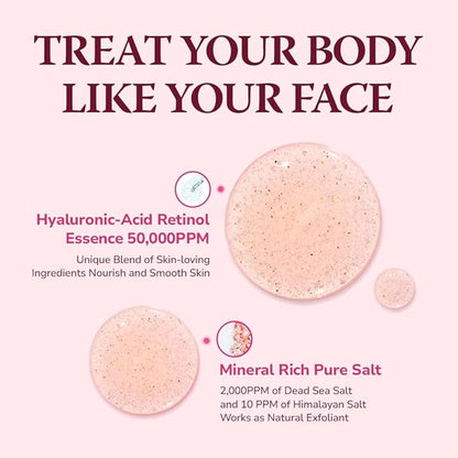 HIMALAYA PINKSALT Daily Scrub & Body Wash - Exfoliating Body Scrub, Dead Sea Salt & Himalayan Pink Salt, Natural Moisturizing Bodywash, Retinol & Hyaluronic Acid Shower Gel, Korean Skincare 21.1oz