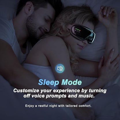 Eye Massager with Heat,Heated Eye Mask, Compression Massage,Eye Massager for Migraine Relief, Reduces Dark Circles & Strain, Improves Sleep, Ideal Gift for Men/Women,Black