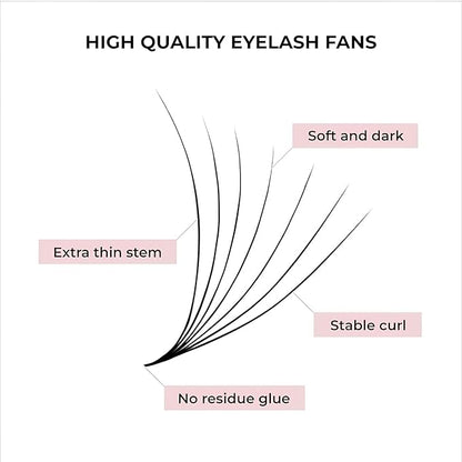 500 Promades Eyelash Fans| 5D-20D, 0.03-0.05-0.07 Thickness, C/CC/D Curls, 8-18mm| Volume Lash Extensions Premade Lash Fans Pro Pre Made False Eyelashes Pestañas Pelo A Pelo(16D-0.05-CC-10)