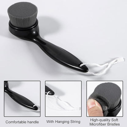 2 Pack Soft Bristle Facial Cleansing Brush for Deep Pore Cleaning, Face Exfoliating Scrub Brush for Face Cleansing Skincare Massaging (Black)