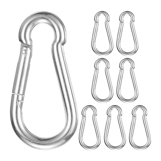 8-Pack Spring Snap Hooks, M7 304 Stainless Steel 2.75 Inch Quick Link Snap Hooks for Keychain Clip/Hammock/Hiking, D Ring Shape Snap Clip Trigger Buckle Rust-Free Clips