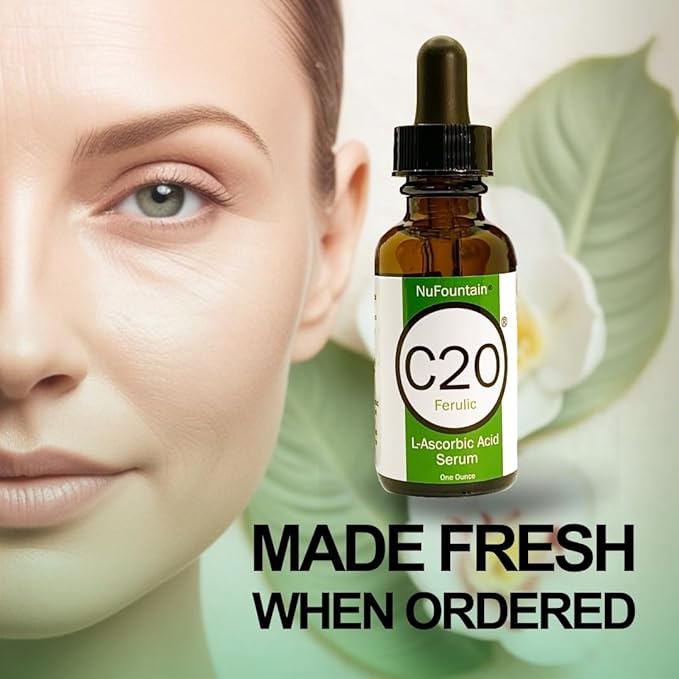 NuFountain® C20® Ferulic HAND CRAFTED C20 L-Ascorbic Acid Serum. Made Fresh When Ordered